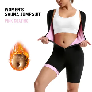 Damen Kurzarm Sauna-Jumpsuit Wärmespeichernder Schweißanzug Für Fitness Gym Laufen Polyester Body Shaper Unitard Shapewear