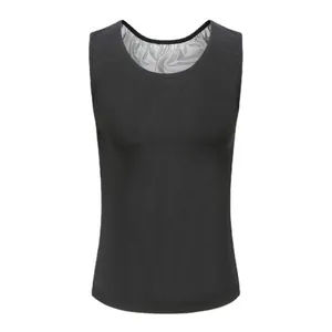 Black men's silver-coated sauna sweat vest for extreme sweating and fitness training