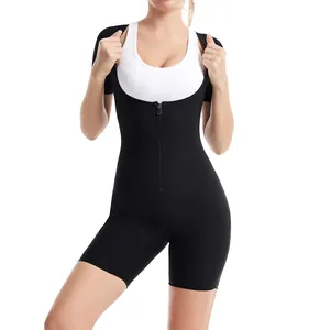 Schwarzer Damen-Schwitzanzug mit Frontreißverschluss für Yoga-Fitness und Body-Shaping