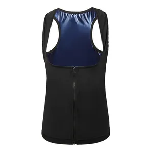Gilet de sudation haut de gamme pour femme avec fermeture éclair et doublure bleue