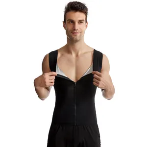 Vue détaillée du gilet de compression sauna pour hommes avec doublure argentée.