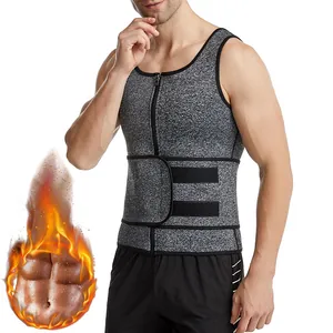 Men's sports compression sweat vest with zipper and double velcro straps for fitness