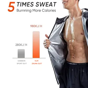 Vue détaillée de la veste de sauna pour homme avec doublure argentée pour transpirer