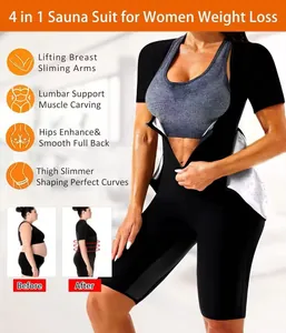 Combinaison de sauna 4-en-1 pour femme pour la perte de poids et le remodelage fitness