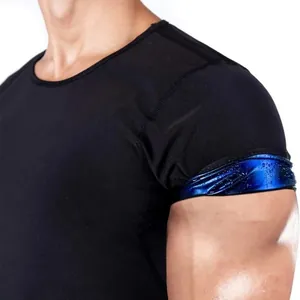 Camiseta de sauna de compresión para hombre con forro azul para entrenamiento físico intensivo