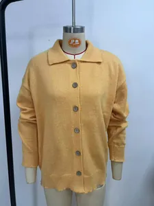 Women solid color knit cardigan button up sweater autumn winter casual fashion long sleeve outerwear