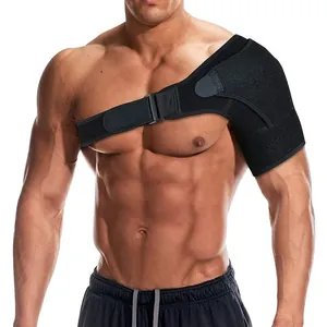 Professional adjustable black sports shoulder brace for compression support and pain relief