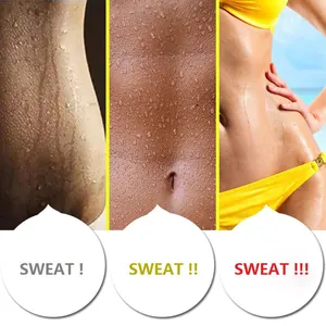 Gros plan des gouttes de sueur sur la peau montrant l'efficacité de la ceinture sauna