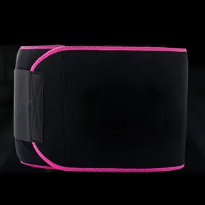 Détail d'une ceinture de sudation en néoprène noir et rose avec coutures renforcées.
