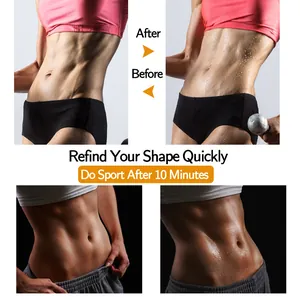 Before and after comparison of women's fitness sweat belt showing sweat effect