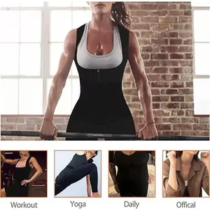 Combinaison sauna noire pour femme, gilet de sudation pour yoga et fitness