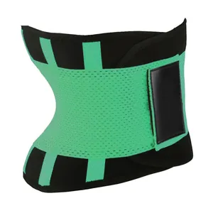 Atmungsaktiver grüner und schwarzer Sport-Taillentrainer mit Mesh-Textur und Klett