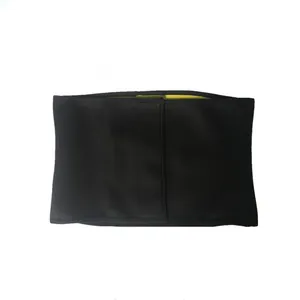 High-performance black neoprene waist trainer sweat belt for fitness with yellow lining