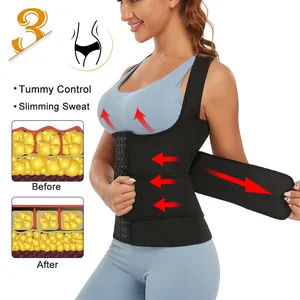 Gilet fitness nero con cintura regolabile per controllo addominale e sudorazione
