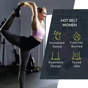 Détail de la ceinture de sudation pour femmes avec icônes d'effet sauna fitness
