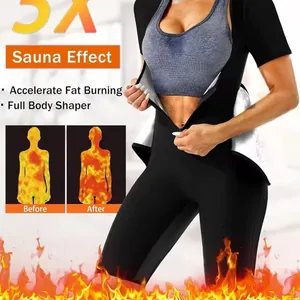 Combinaison de sauna intégrale noire pour femmes pour la perte de poids et le modelage