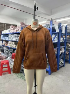 Sudadera con capucha acolchada lisa para mujer de manga larga otoño invierno top.