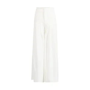 Elegant white high-waisted wide-leg trousers for women with a sophisticated look