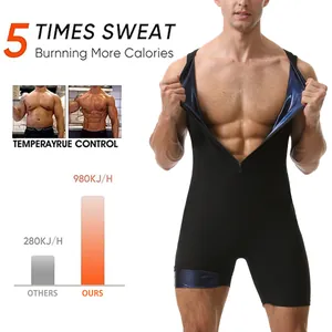 Détail du body de sauna pour hommes avec fermeture éclair et doublure bleue