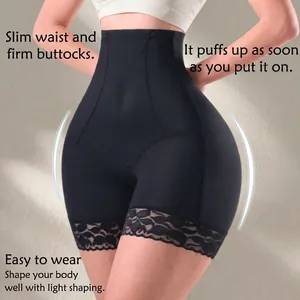 Pantaloncini contenitivi a vita alta per il controllo della pancia con cerniera e pizzo