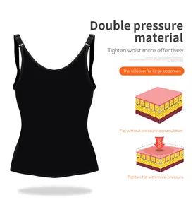 Functional diagram of women's black compression shaper with pressure material.