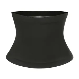 High-quality close-up of a black fitness waist trimmer belt on a clean white background