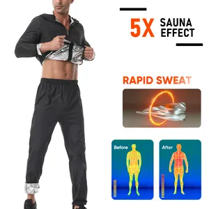 Détail de la combinaison de sauna noire pour homme avec revêtement argenté effet 5x