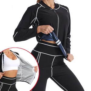 Combinaison de sauna noire pour femme avec doublure argentée capturant la chaleur
