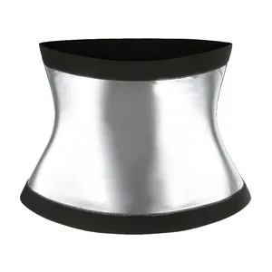 Detail view of professional silver sweat waist trainer belt for core compression support