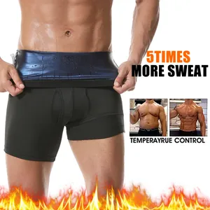 Vue détaillée du short de sauna pour hommes avec doublure métallique bleue chauffante