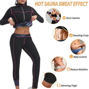 Combinaison de sauna noire pour femme avec coutures roses pour brûler les graisses