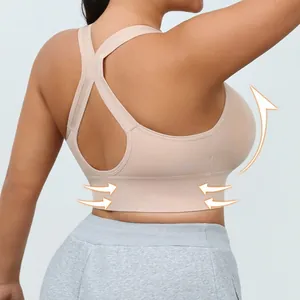 Women's supportive wireless sports bra with X-back design for yoga and fitness wear