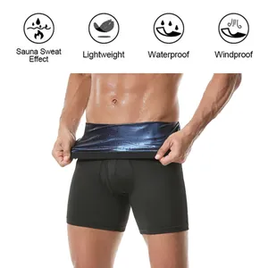 Vue détaillée d'un short de sauna pour hommes avec doublure thermique bleue réfléchissante