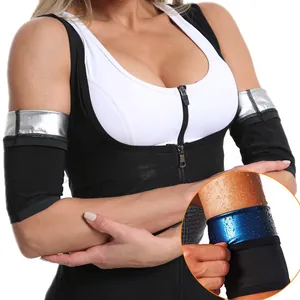 Women Sauna Arm Trimmers Sweat Band Polyurethane Heat Trapping Arm Sleeves Workout Fitness Arm Wraps Pair For Weight Loss Shaping