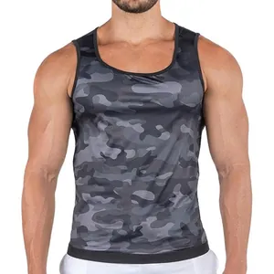 Vue de face du gilet de sudation camouflage pour homme pour le fitness et le modelage