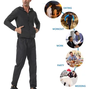 Combinaison de sauna noire pour hommes pour le sport et le quotidien en plusieurs scènes