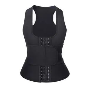 Gilet stringivita nero da donna con cintura regolabile per sport e fitness.