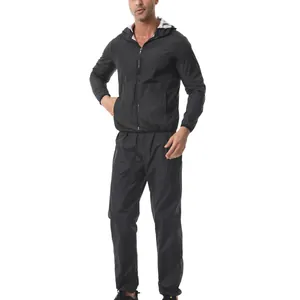 Survêtement de sauna noir à capuche pour homme, idéal pour le fitness et le sport