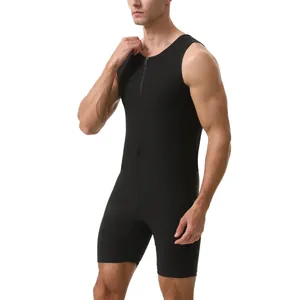 Combinaison de sauna noire pour hommes avec fermeture éclair frontale pour le fitness