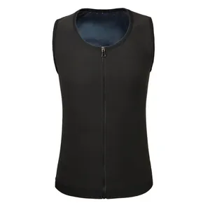 Gilet de sudation noir pour hommes avec revêtement bleu et fermeture éclair