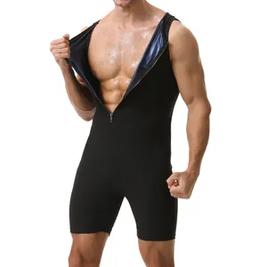 Vue détaillée d'un body de sauna pour hommes avec doublure bleue et fermeture éclair