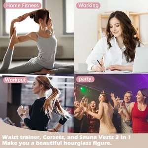Detailed lifestyle scenes showing women's 3-in-1 sauna vest waist trainer in daily use.