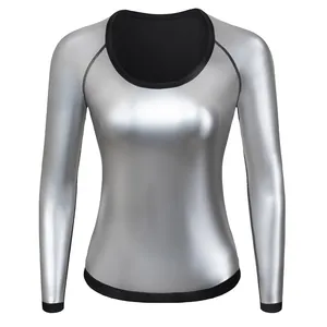 Haut de sudation sauna argenté pour femme pour le fitness et la récupération post-partum