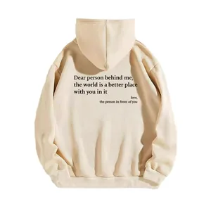 Cozy cream-colored fleece hoodie for women featuring a heartfelt back letter print design