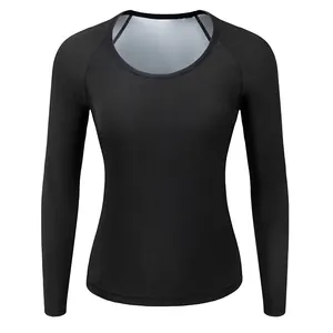 Combinaison de sauna à manches longues noire pour femmes pour le fitness et le sport