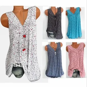 Múltiples opciones de color para túnicas casuales de verano sin mangas con cuello en V