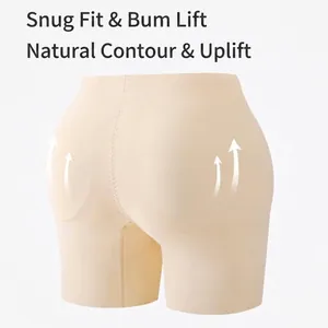 Seamless padded hip enhancer underwear with butt lifting effect in beige