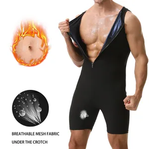 Body de Sauna en Polyester pour Hommes Gilet de Sudation Avec Fermeture Éclair Avant Sculptant Haut Et Bas Fitness