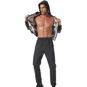 Combinaison de sauna deux pièces pour hommes avec revêtement argenté pour fitness