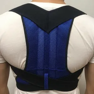 Cinturón corrector de postura para adultos con placa de soporte de malla azul transpirable